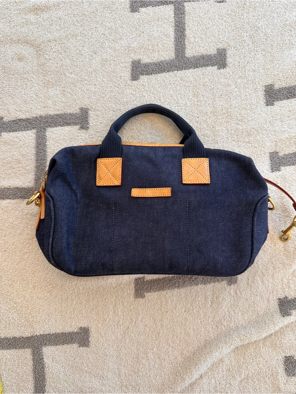 Vintage Navy Denim Crossbody Bag Dooney